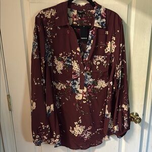 Torrid Burgundy Floral Blouse
